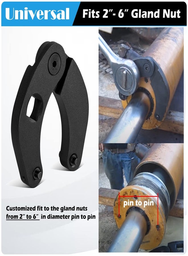 Sunluway 1266 Adjustable Gland Nut Wrench Universal Hydraulic Cylinders Spanner Wrench on Most Farm & Construction Equipment for Remove 2"-6" Gland Nuts - Image 3